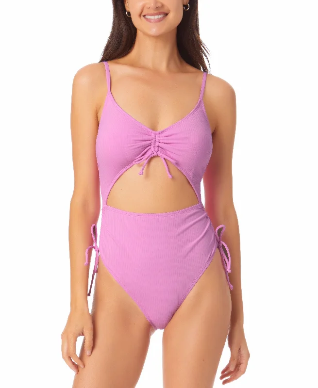 Juniors' Cutout One-Piece Swimsuit Mesh Swimsuit Top