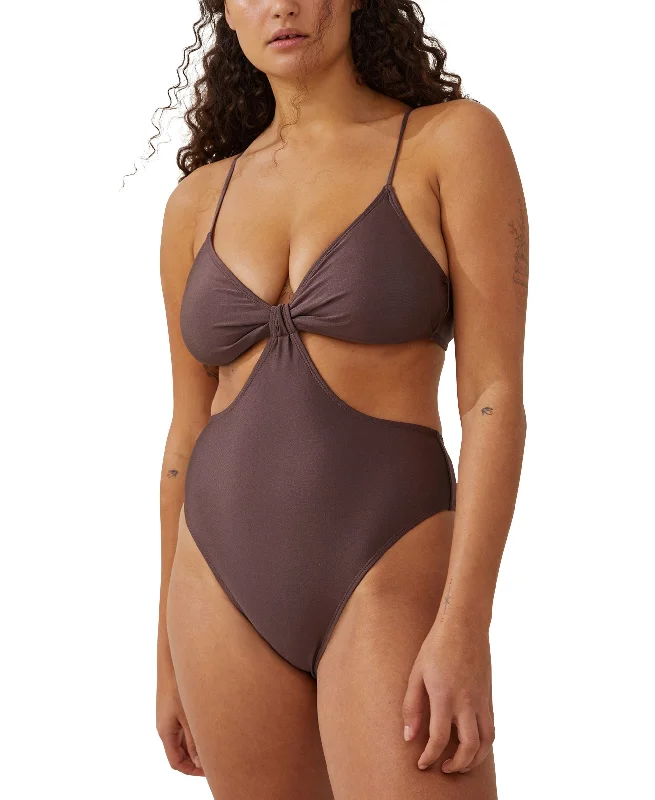 Women's Cutout Knot One-Piece Swimsuit Full Coverage Swimsuit