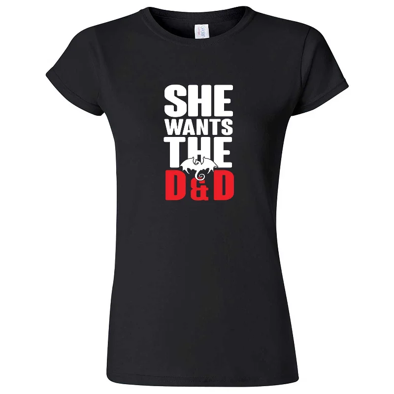 "She Wants the D&D" women's t-shirt-- Jersey Fabric Tulle Fabric Batik Fabric