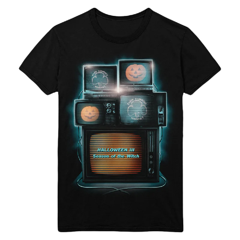 Halloween III: Five TVs T-Shirt-- Print Jacquard Patchwork