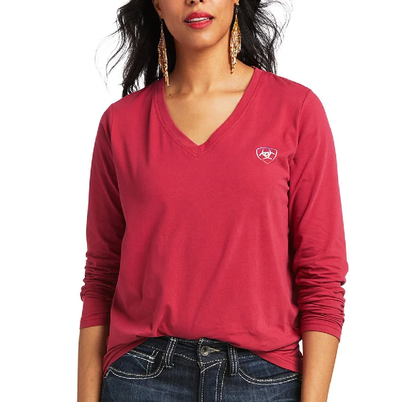 Ariat® Ladies Serape Thunderbird Red Bud Long Sleeve T-Shirt 10039781-- Chenille Blend Fleece Blend Nylon Blend