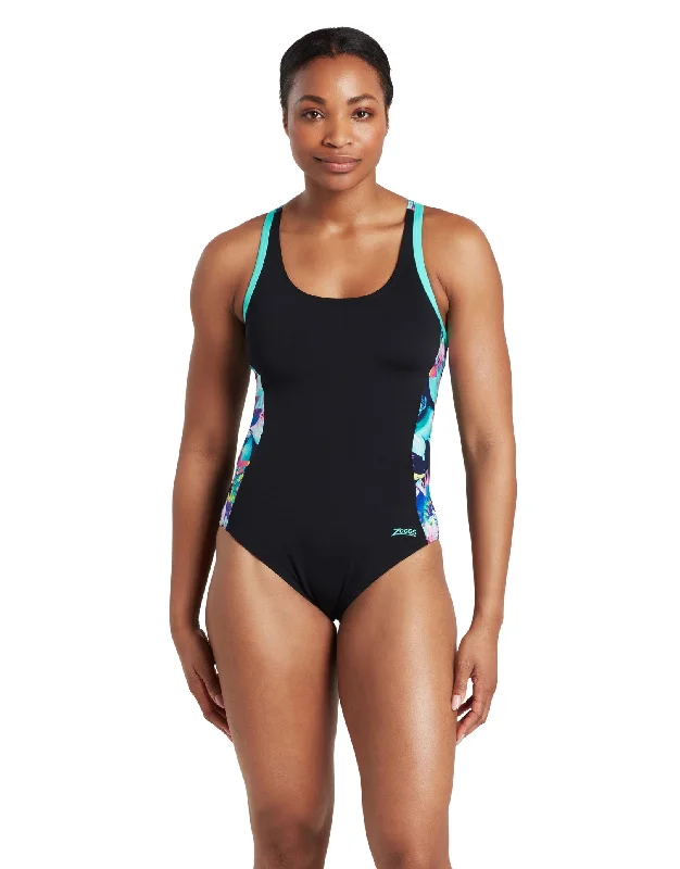 Zoggs Seaway Atomback Swimsuit - Black/Aqua Blues Sexy Swimwear Set