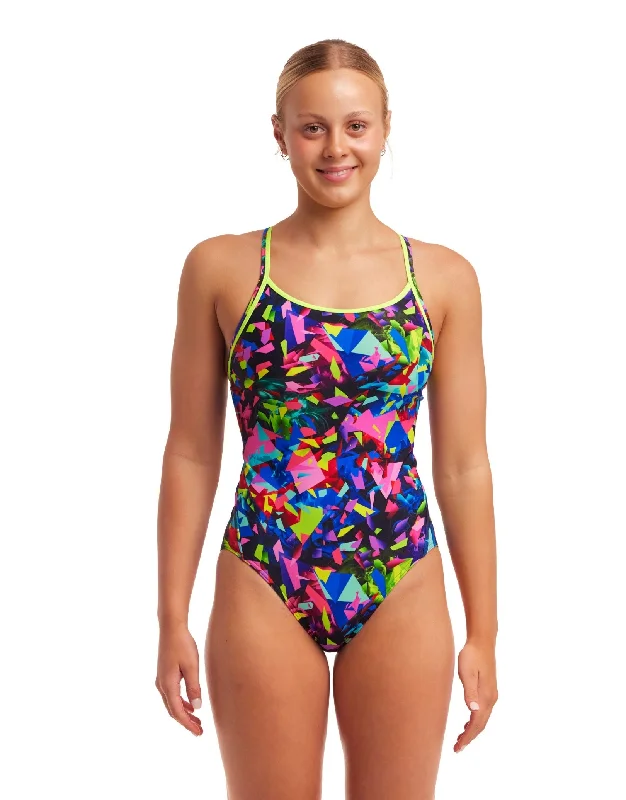 Funkita Destroyer Diamond Back Swimsuit - Multi Sporty Racerback Swimsuit
