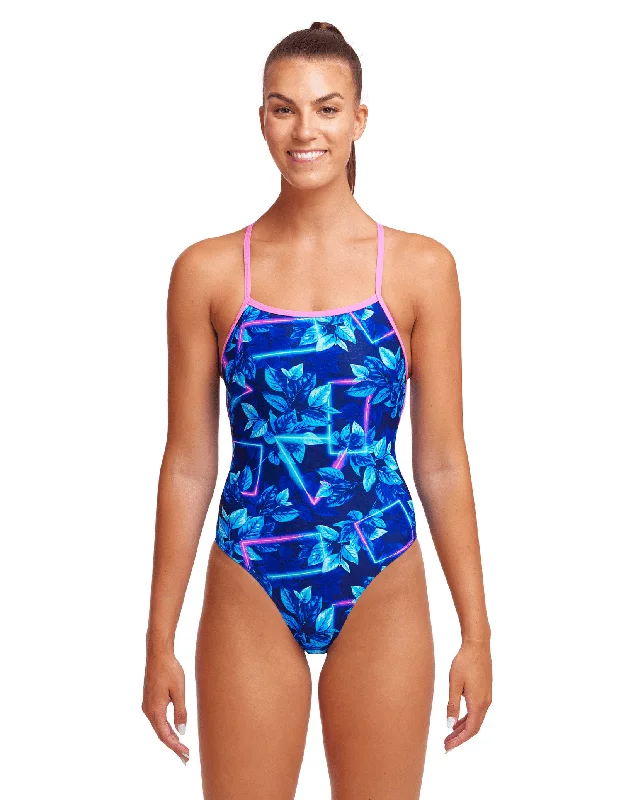 Funkita Leaf Laser Strapped In Swimsuit Floral Bikini Top