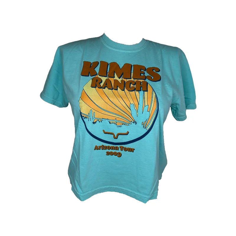 Kimes Ranch Ladies Psyche Tour Mint Graphic T-Shirt S24W12S3A0C116-- Notch Collar Peter Pan Collar Cowl Neck