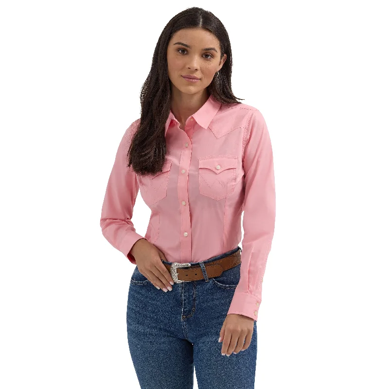 Wrangler Ladies Retro® Western Button Down Peony Pink Shirt 112358016-- Denim Fabric Leather Fabric Suede Fabric Wrangler Ladies Retro® Western Button Down Peony Pink Shirt 112358016-- Denim Fabric Leather Fabric Suede Fabric