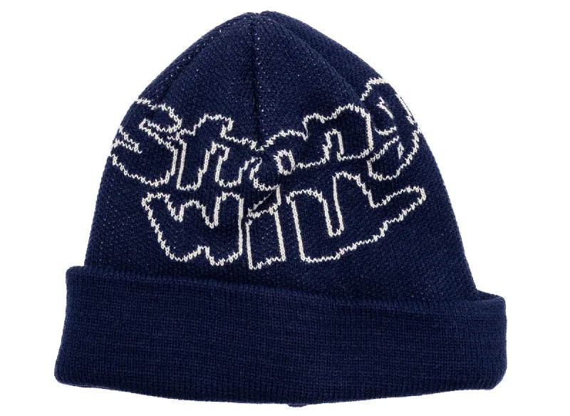 Comme des Garçon SHIRT Strong Will Jacquard Beanie in Navy-- Layered Multi-layer Single Layer Comme des Garçon SHIRT Strong Will Jacquard Beanie in Navy-- Layered Multi-layer Single Layer