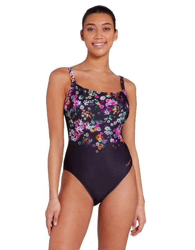 Zoggs Dream Adjustable Classicback Swimsuit - Black/Multi Strapless Swimsuit Top