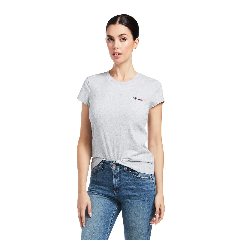 Ariat® Ladies Logo Script Heather Grey T-Shirt 10039651-- Houndstooth Herringbone Solid
