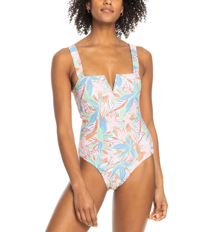 Juniors' Ribbed Roxy Love One-Piece Swimsuit Elegant Halter Bikini