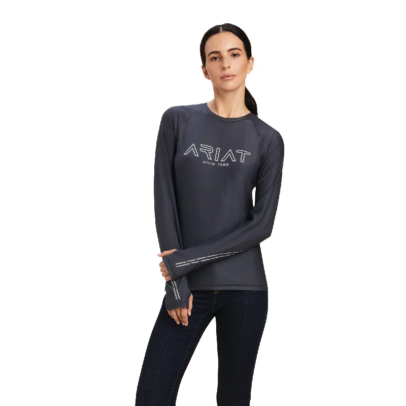 Ariat® Ladies Lumina Logo Ebony Long Sleeve T-Shirt 10041256-- Cotton Fabric Linen Fabric Terry Fabric