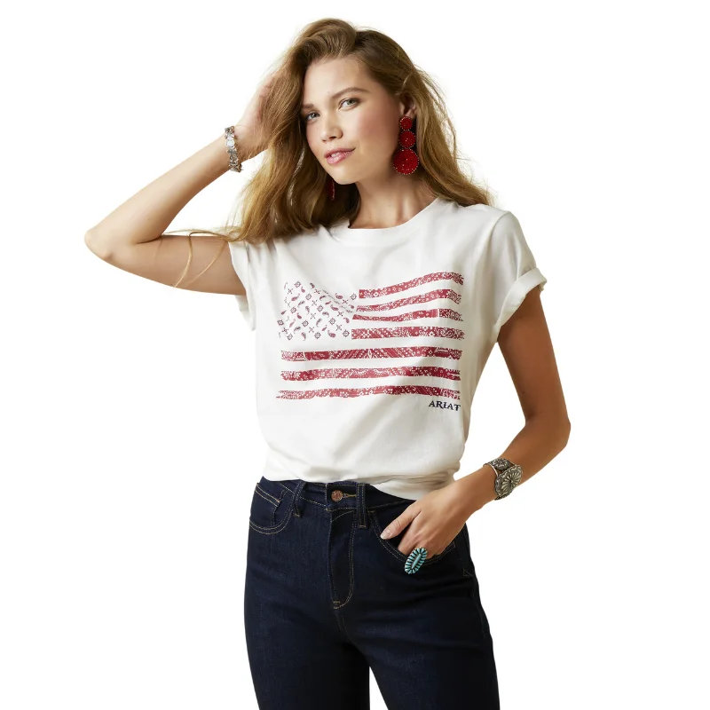 Ariat® Ladies Small Town Graphic White T-Shirt 10045005-- Anti-Pilling Machine Wash Handmade Ariat® Ladies Small Town Graphic White T-Shirt 10045005-- Anti-Pilling Machine Wash Handmade