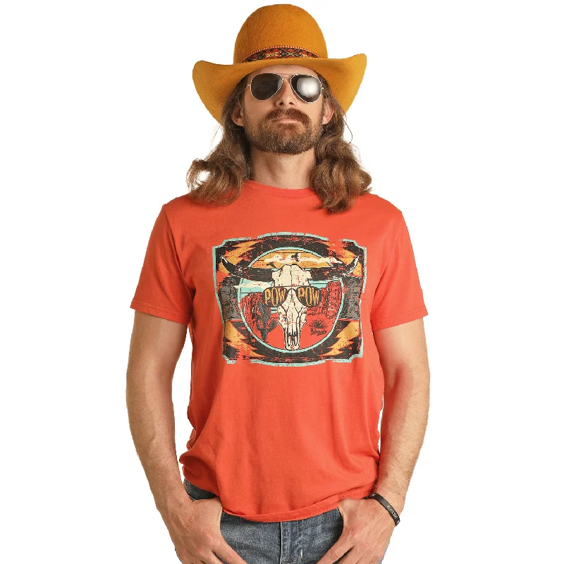Rock & Roll Cowboy® Unisex Dale Brisby Burnt Orange T-Shirt RRUT21R0J0-- Striped Floral Plaid Rock & Roll Cowboy® Unisex Dale Brisby Burnt Orange T-Shirt RRUT21R0J0-- Striped Floral Plaid
