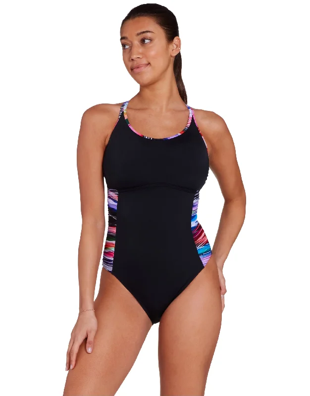 Zoggs Prism Geo Multiway Swimsuit - Black/Multi Soft Beachwear Set