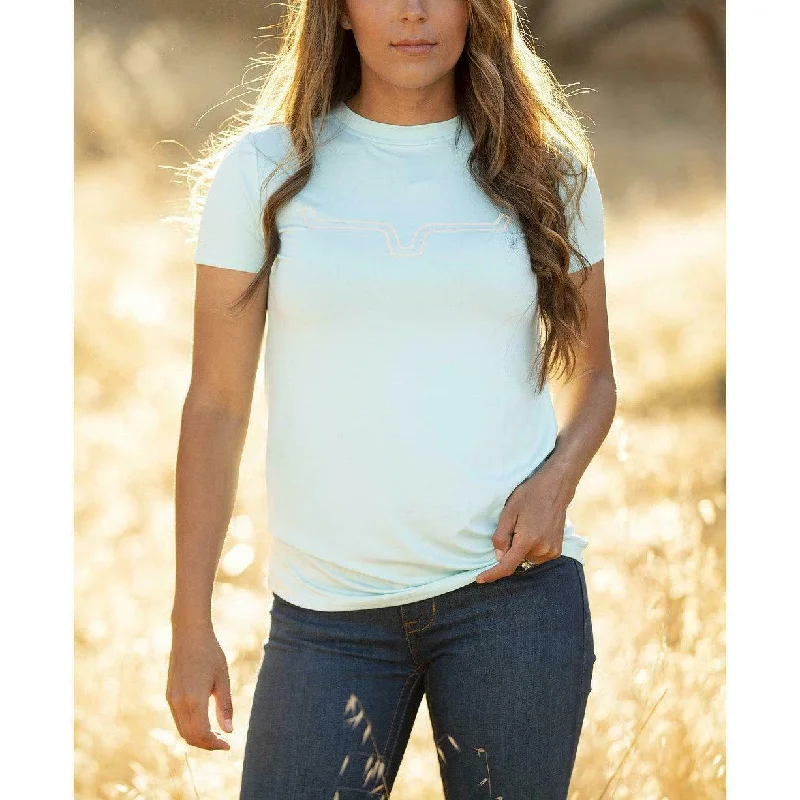 Kimes Ranch Ladies Outlier Tech Aqua Short Sleeve T-Shirts OUTLIR-AQUA-- Graphic Embroidered Appliqued