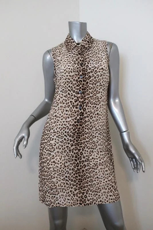 Equipment Shirtdress Lucida Leopard Print Silk Size Extra Small Sleeveless Mini-- Asymmetrical Pockets Print Equipment Shirtdress Lucida Leopard Print Silk Size Extra Small Sleeveless Mini-- Asymmetrical Pockets Print