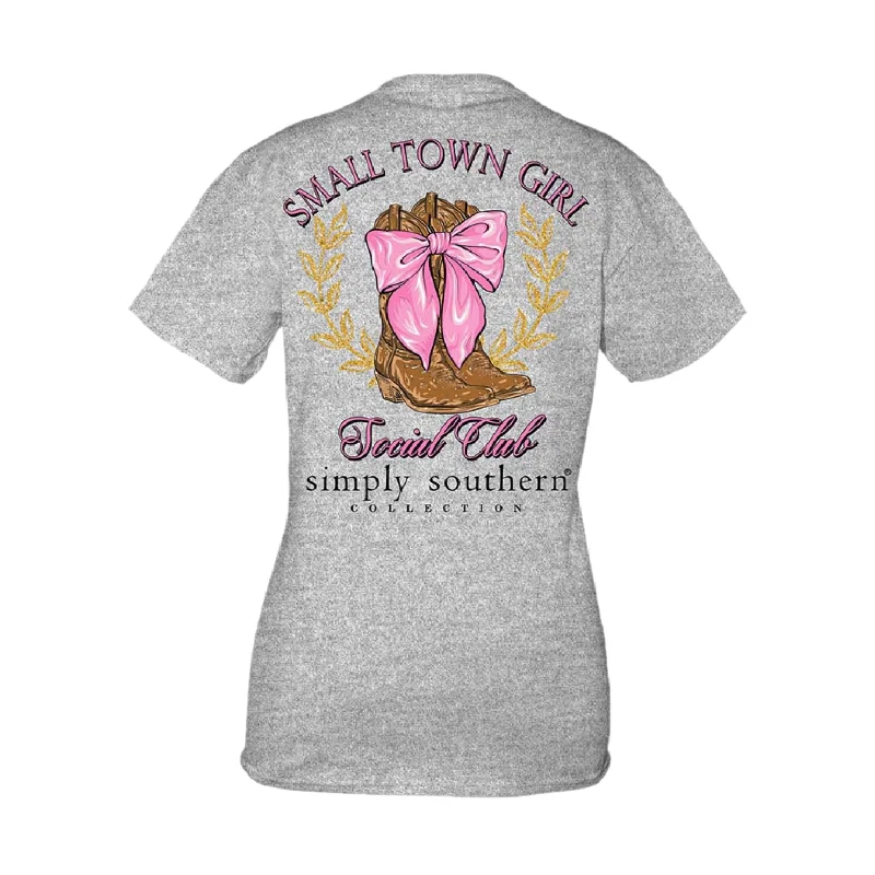 Simply Southern Ladies Small Town Grey T-Shirt SS-SMALLTOWN-- Ribbed Striped Patterned Simply Southern Ladies Small Town Grey T-Shirt SS-SMALLTOWN-- Ribbed Striped Patterned