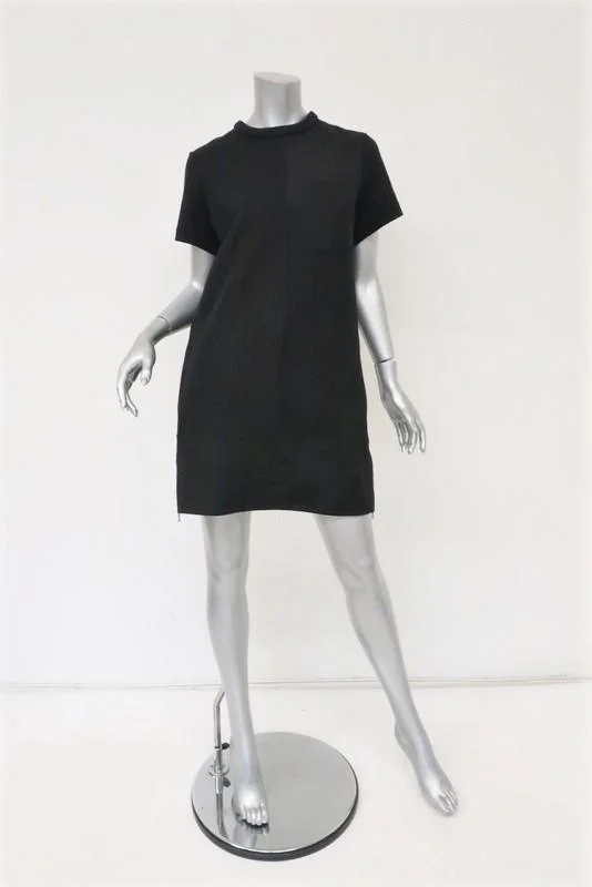 Proenza Schouler T-Shirt Dress Black Cotton Neoprene Size 4 Short Sleeve Mini-- Collared Crew Neck Turtle Neck Proenza Schouler T-Shirt Dress Black Cotton Neoprene Size 4 Short Sleeve Mini-- Collared Crew Neck Turtle Neck