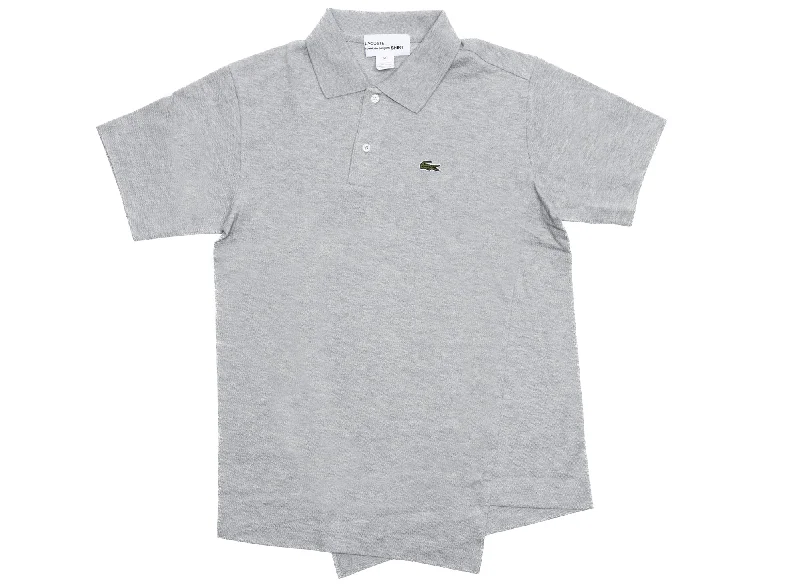 Comme des Garçons SHIRT x Lacoste Slanted S/S Polo Shirt in Grey-- Mesh Blend Leather Blend Suede Blend Comme des Garçons SHIRT x Lacoste Slanted S/S Polo Shirt in Grey-- Mesh Blend Leather Blend Suede Blend