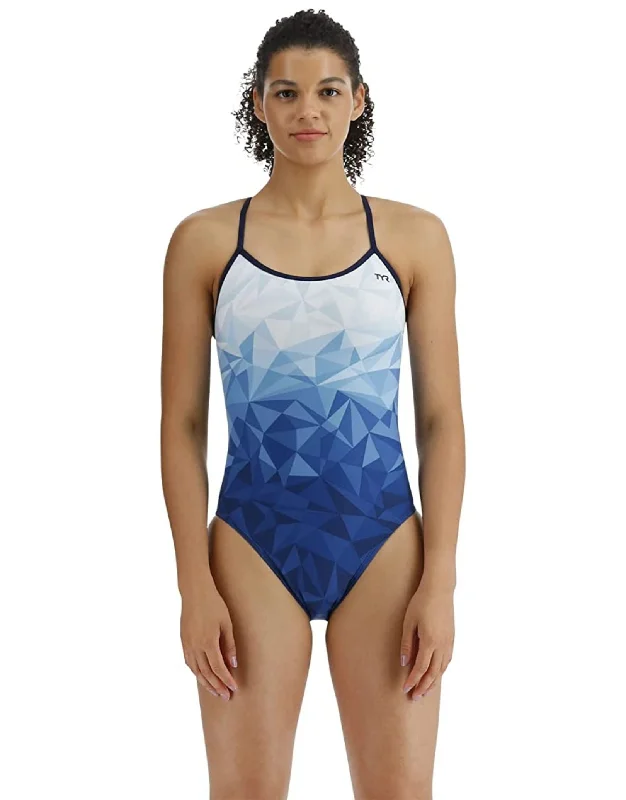 TYR Geoscope Durafast Elite Trinityfit Swimsuit - Blue/White Strappy Back Bikini