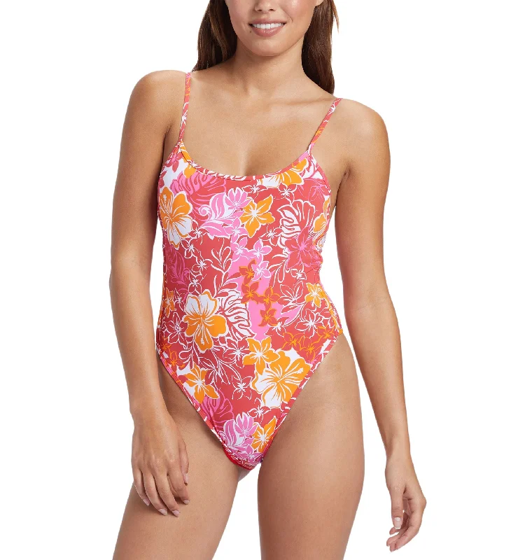 Juniors' Sea Spray Printed One-Piece Swimsuit Adjustable Strap Swimsuit