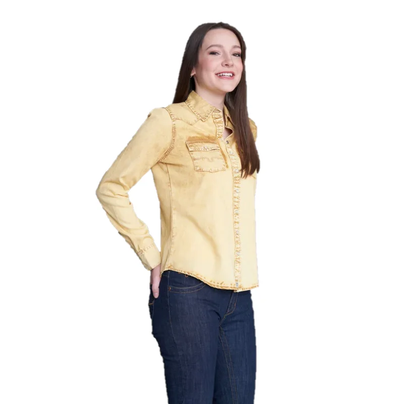 Kimes Ranch® Ladies Kc Tencel Gold Snap Shirt KC-GOLD-- Wool Fabric Cashmere Fabric Tweed Fabric