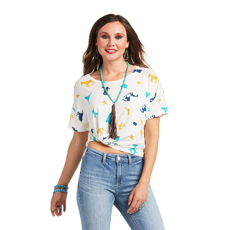 Ariat® Ladies Mojave Cream Short Sleeve Graphic T-Shirt 10039194-- Elegant Classic Vintage Ariat® Ladies Mojave Cream Short Sleeve Graphic T-Shirt 10039194-- Elegant Classic Vintage