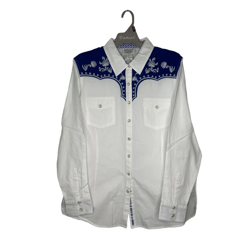 Ariat Ladies Sendero Senorita White Button Down Shirt 10047843-- Thin T-Shirt Open Front Quick Dry Ariat Ladies Sendero Senorita White Button Down Shirt 10047843-- Thin T-Shirt Open Front Quick Dry