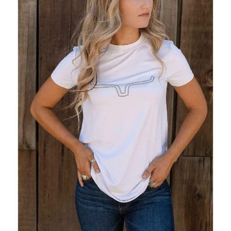 Kimes Ranch Ladies Outlier Tech White Short Sleeve T-Shirt OUTLIR-WHT-- Handmade Hand-knitted Hand-woven Kimes Ranch Ladies Outlier Tech White Short Sleeve T-Shirt OUTLIR-WHT-- Handmade Hand-knitted Hand-woven