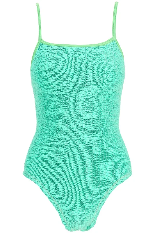 High-waisted Neon Green One-piece Swimsuit With Adjustable Straps  - Green High-Waisted Swimwear