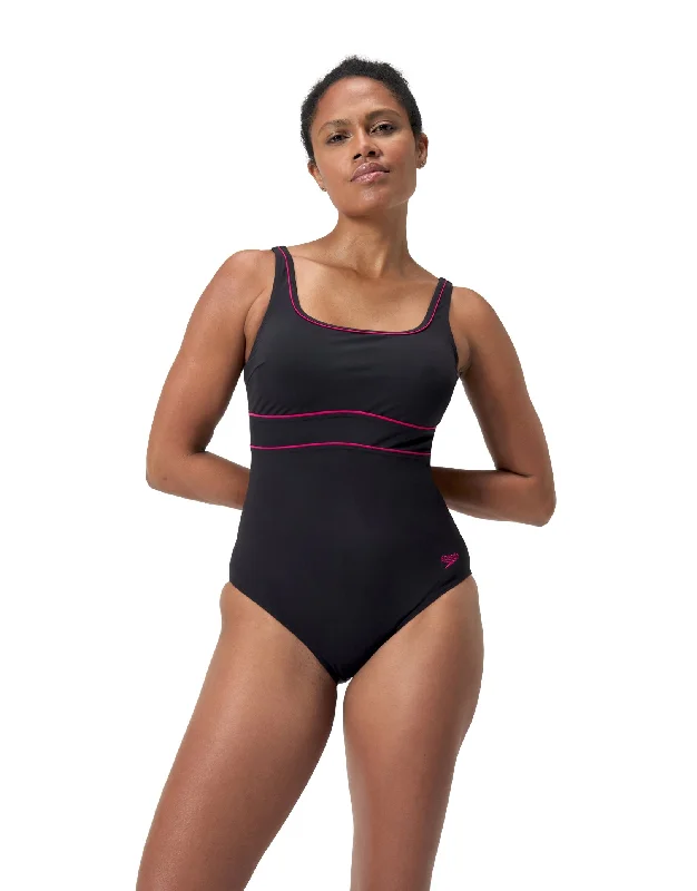 Speedo Shaping ContourEclipse Swimsuit - Black/Pink Classic Swimsuit Design