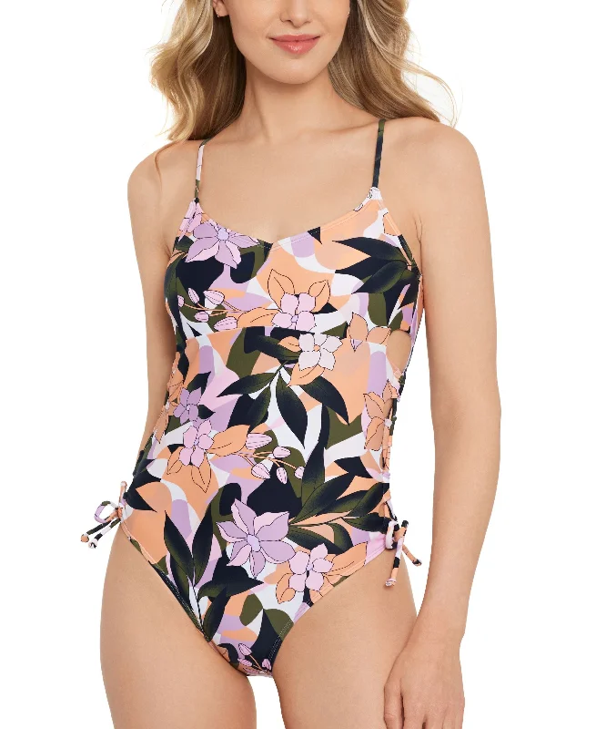 Juniors' Lace-Up-Side One-Piece Swimsuit Timeless Black Bikini