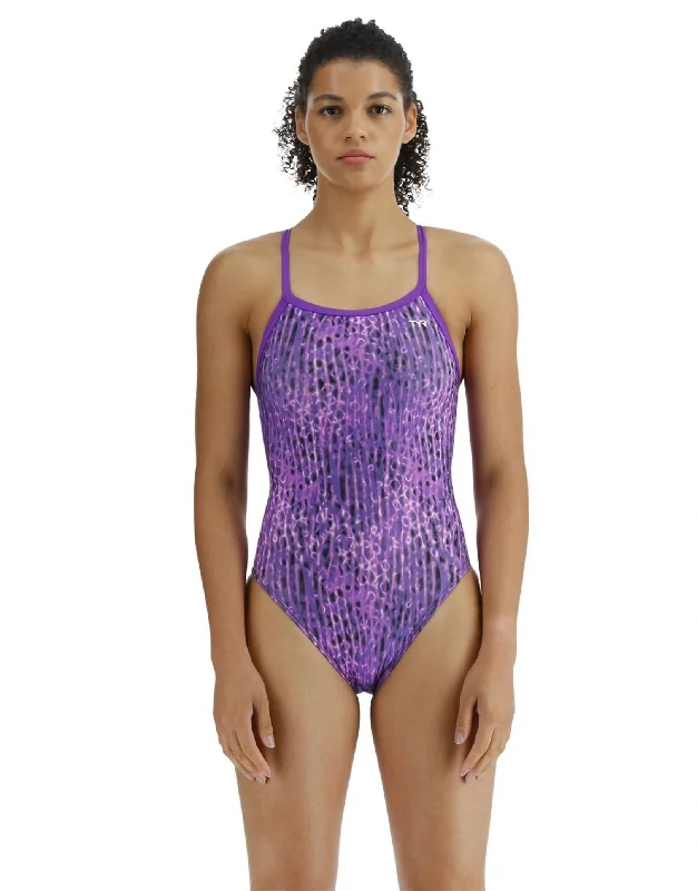 TYR Atolla Durafast Lite Diamondfit Swimsuit - Purple Button-Front Swimsuit