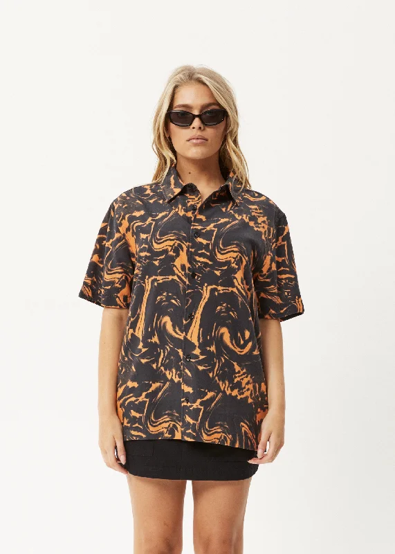 AFENDS Womens Marble - Short Sleeve Shirt - Black-- Ribbed T-Shirt High Neck Heavyweight AFENDS Womens Marble - Short Sleeve Shirt - Black-- Ribbed T-Shirt High Neck Heavyweight
