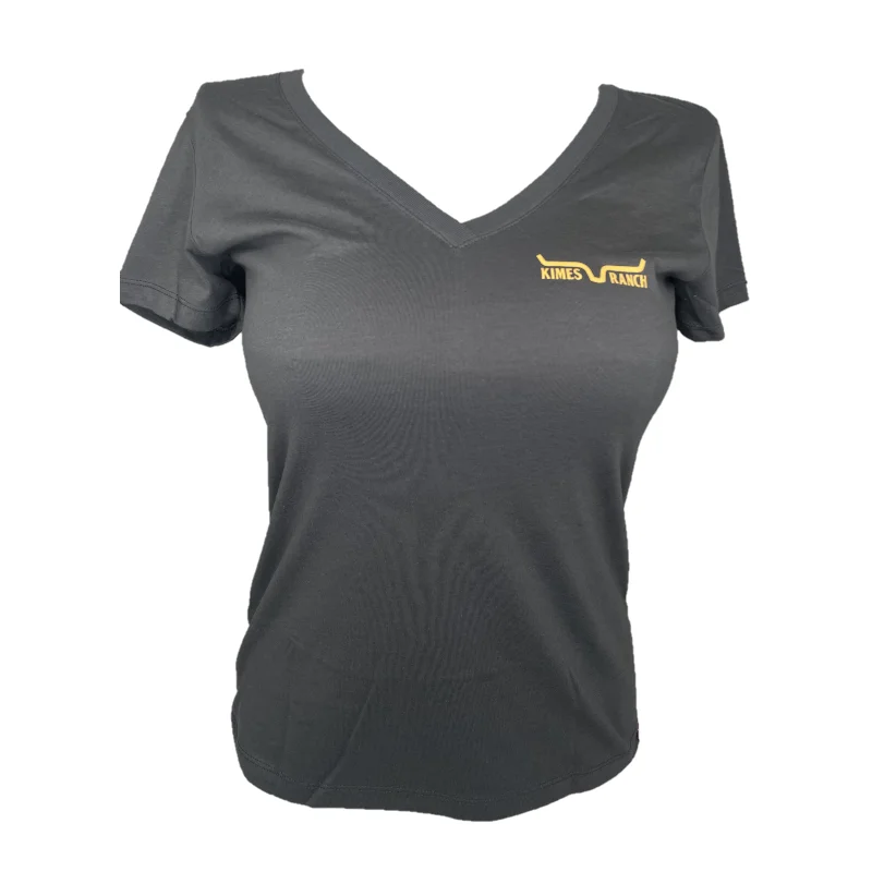 Kimes Ranch® Ladies Logo Ranch Dark Grey Graphic T-Shirt RVN-DKGY-- Front Pockets Side Pockets Patch Pockets