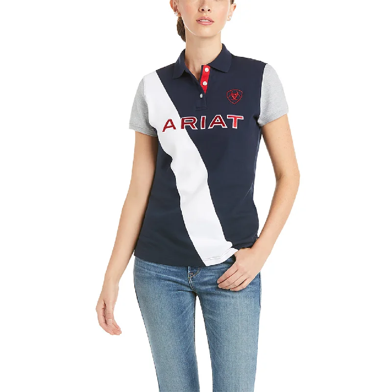 Ariat Ladies Team Taryn Button Short Sleeve Polo Shirt 10034951-- Terry Blend Velvet Blend Canvas Blend