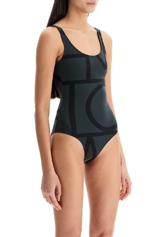 One Piece Monogram Swimsuit  - Black Sexy Cutout Swimsuit