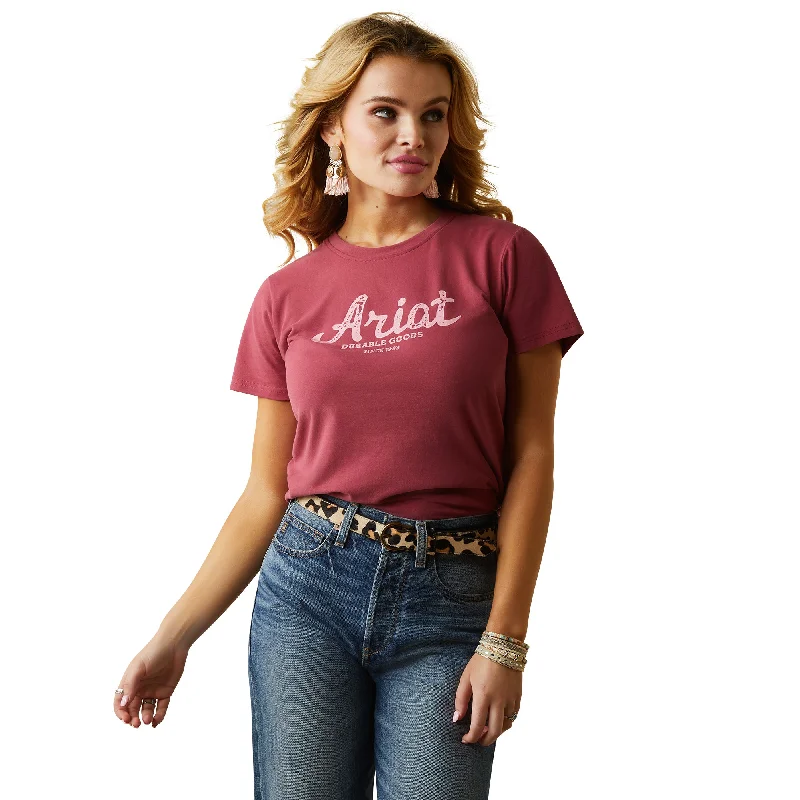 Ariat® Ladies R.E.A.L™ Durable Goods Earth Red T-Shirt 10043679-- Lace Blend Ribbed Blend Corduroy Blend