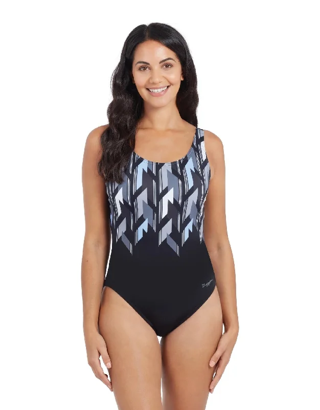 Zoggs Metropolis Print Adjustable Scoopback Swimsuit Classic Swimsuit Design