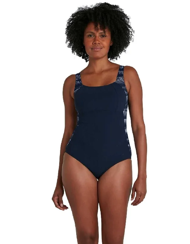 Speedo LunaLustre Shaping Printed Swimsuit - Navy Floral Swimwear Set