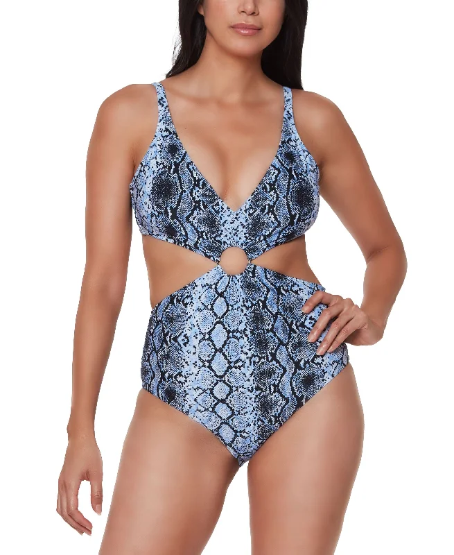 Printed Ring Monokini One-Piece Swimsuit Casual Swim Dress