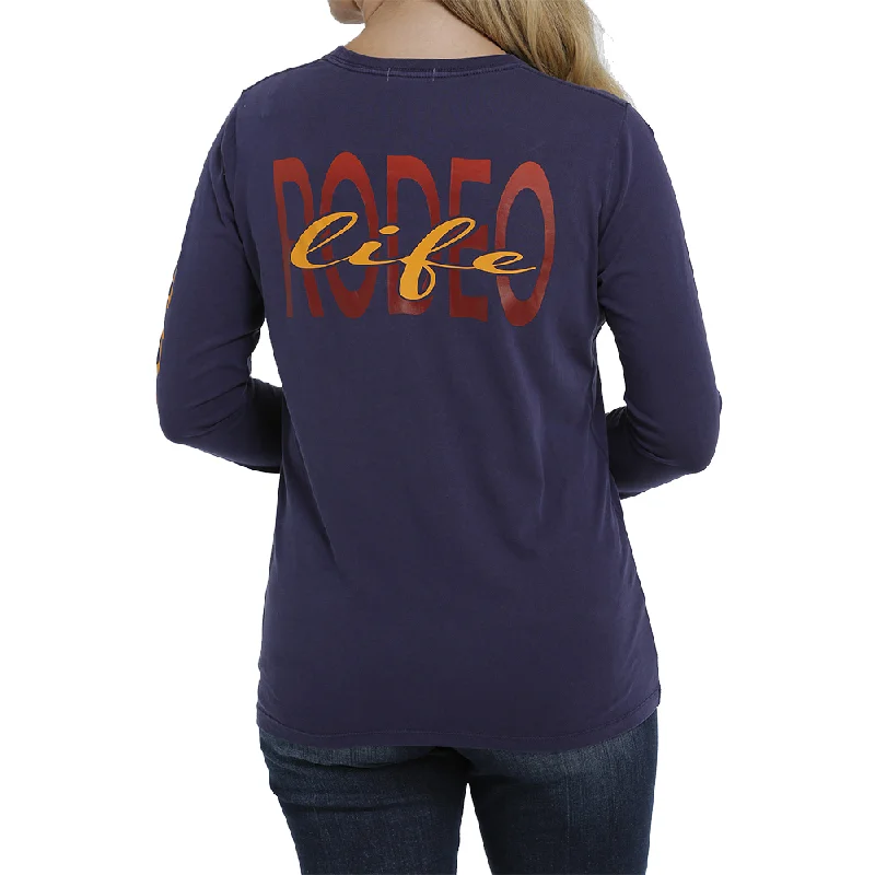 Cinch® Ladies Purple "Rodeo Life" Long Sleeve T-Shirt MSK7895002-- Zippered Front Buttoned Front Snap Front Cinch® Ladies Purple "Rodeo Life" Long Sleeve T-Shirt MSK7895002-- Zippered Front Buttoned Front Snap Front