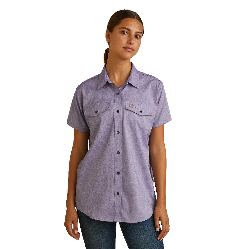 Ariat® Ladies Rebar Made Tough VentTEK DuraStretch™ Purple Shirt 10043772-- Boxy Fit Fitted Loose Ariat® Ladies Rebar Made Tough VentTEK DuraStretch™ Purple Shirt 10043772-- Boxy Fit Fitted Loose
