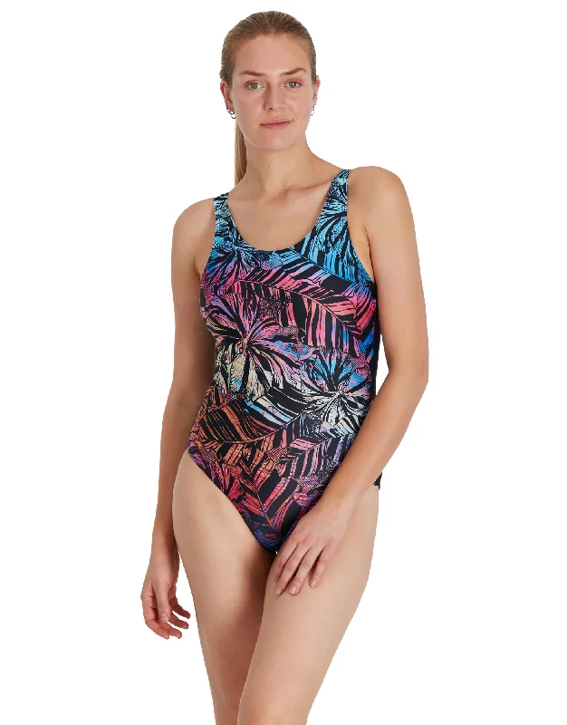 Speedo Placement U-Back Swimsuit - Black/Red Crisscross Back Swimsuit