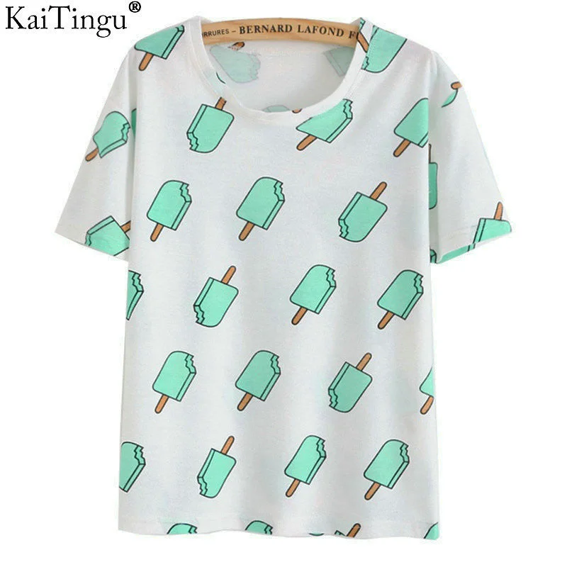 Fashion Vintage Summer Style Harajuku T Shirt Women Clothes Tops Emoji Funny Tee Shirts Ice Cream Print-- Front Pockets Side Pockets Patch Pockets Fashion Vintage Summer Style Harajuku T Shirt Women Clothes Tops Emoji Funny Tee Shirts Ice Cream Print-- Front Pockets Side Pockets Patch Pockets