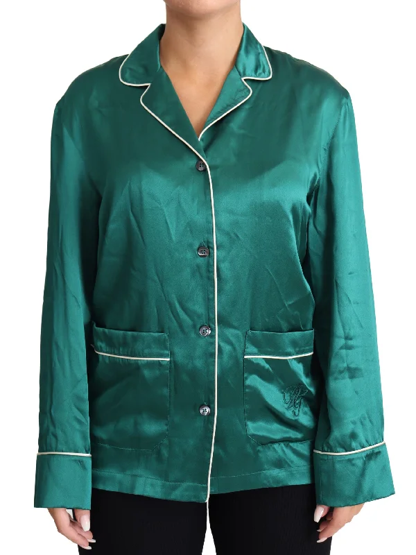 Dolce & Gabbana Elegant Silk Pajama Lounge Women's Shirt-- Fitted T-Shirt Seamless Stretchy