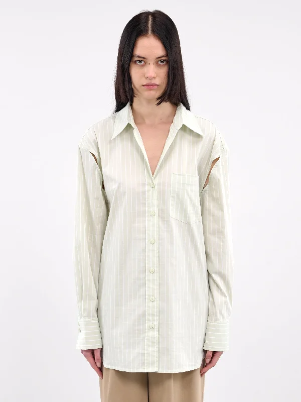 Stripe Shirt (24042151-MINT-STRIPE-WHITE) -- Basic T-Shirt Crew Neck Short Sleeve