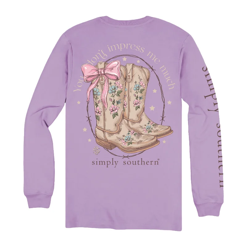 Simply Southern Ladies Impress Lilac Long Sleeve T-Shirt LS-IMPRESS-LILAC-- Fleece Nylon Spandex