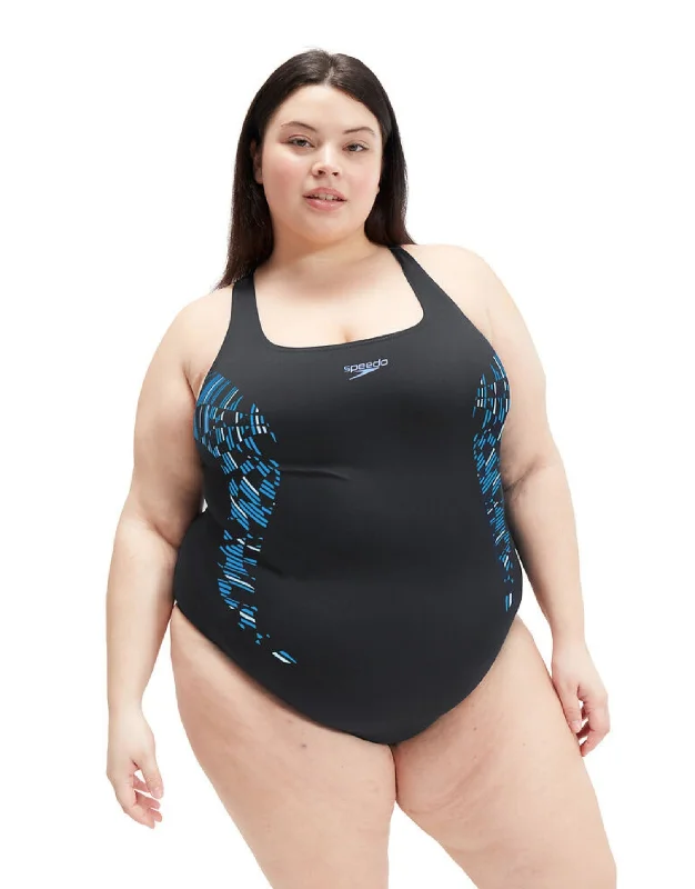 Speedo Placement Medalist Swimsuit - Navy/Blue Quick-Dry Swimsuit