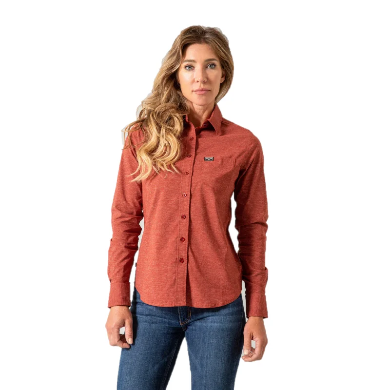 Kimes Ranch® Ladies Linville Dark Red Button Down Shirt LIN-DR-- Front Pockets Side Pockets Patch Pockets Kimes Ranch® Ladies Linville Dark Red Button Down Shirt LIN-DR-- Front Pockets Side Pockets Patch Pockets